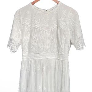 Polagram Womens Size Small White Dress Lace
Overlay Short Sleeve Midi Length